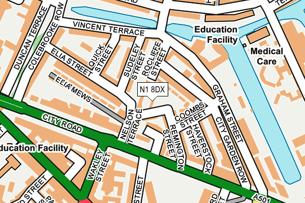N1 8DX map - OS OpenMap – Local (Ordnance Survey)
