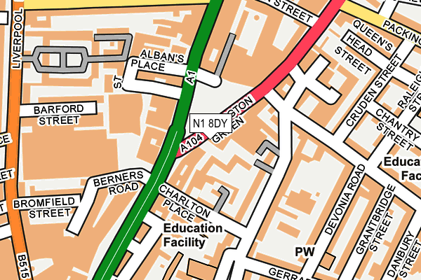 N1 8DY map - OS OpenMap – Local (Ordnance Survey)