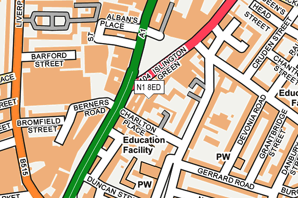 N1 8ED map - OS OpenMap – Local (Ordnance Survey)