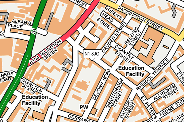 N1 8JG map - OS OpenMap – Local (Ordnance Survey)