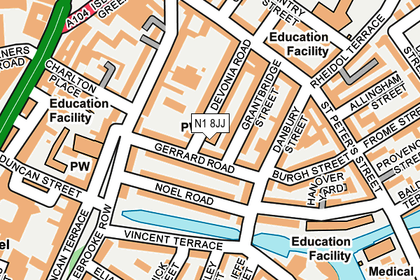 N1 8JJ map - OS OpenMap – Local (Ordnance Survey)