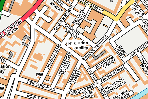 N1 8JP map - OS OpenMap – Local (Ordnance Survey)