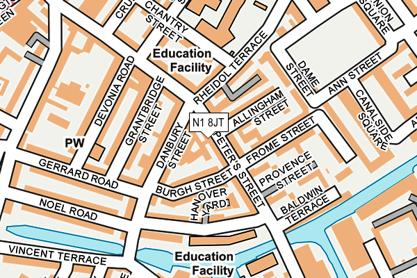 N1 8JT map - OS OpenMap – Local (Ordnance Survey)