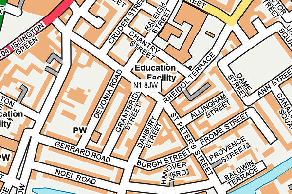 N1 8JW map - OS OpenMap – Local (Ordnance Survey)