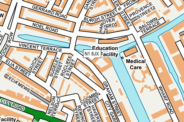 N1 8JX map - OS OpenMap – Local (Ordnance Survey)
