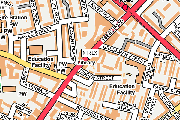 N1 8LX map - OS OpenMap – Local (Ordnance Survey)