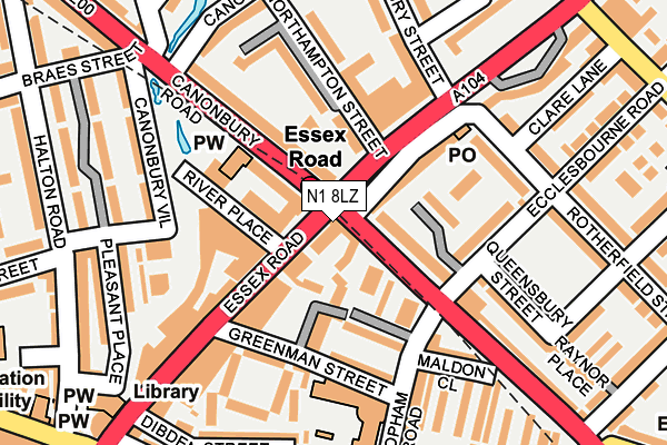 N1 8LZ map - OS OpenMap – Local (Ordnance Survey)
