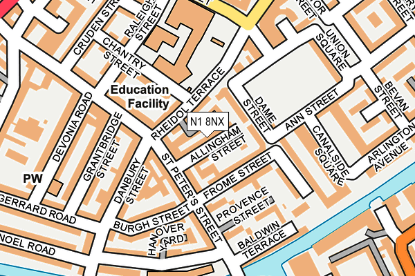 N1 8NX map - OS OpenMap – Local (Ordnance Survey)