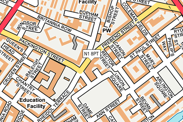 N1 8PT map - OS OpenMap – Local (Ordnance Survey)