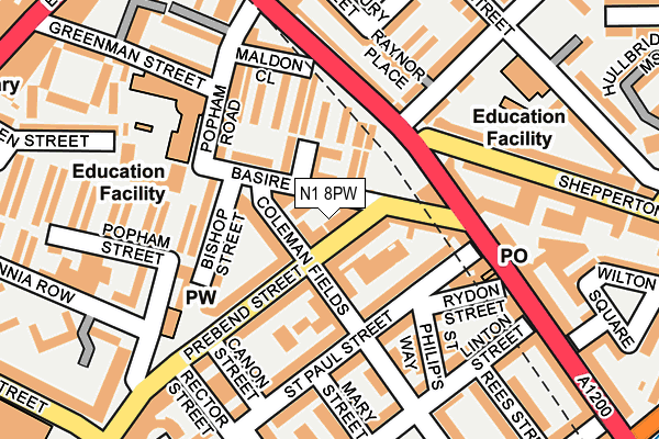 N1 8PW map - OS OpenMap – Local (Ordnance Survey)