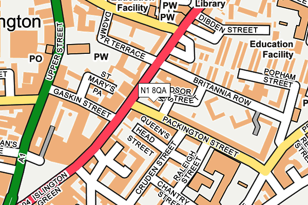 N1 8QA map - OS OpenMap – Local (Ordnance Survey)