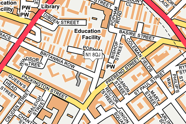 N1 8QJ map - OS OpenMap – Local (Ordnance Survey)