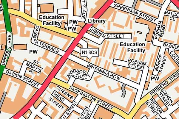 N1 8QS map - OS OpenMap – Local (Ordnance Survey)