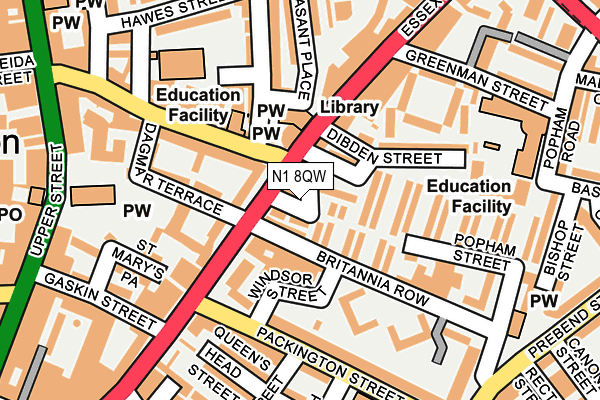 N1 8QW map - OS OpenMap – Local (Ordnance Survey)