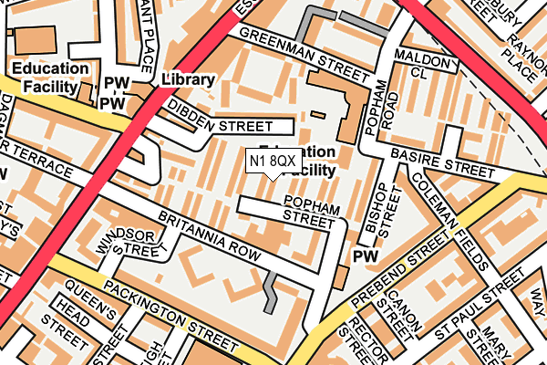 N1 8QX map - OS OpenMap – Local (Ordnance Survey)