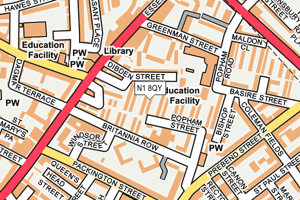 N1 8QY map - OS OpenMap – Local (Ordnance Survey)