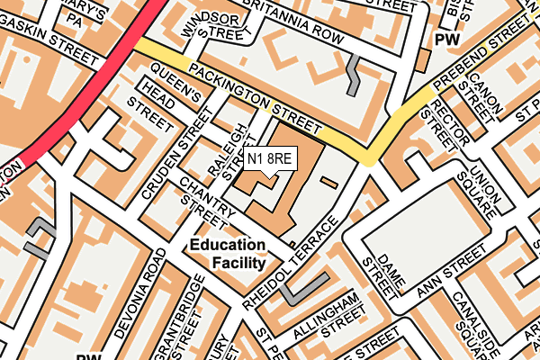 N1 8RE map - OS OpenMap – Local (Ordnance Survey)