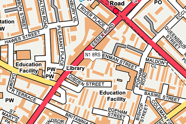 N1 8RS map - OS OpenMap – Local (Ordnance Survey)