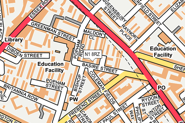 N1 8RZ map - OS OpenMap – Local (Ordnance Survey)