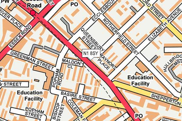N1 8SY map - OS OpenMap – Local (Ordnance Survey)