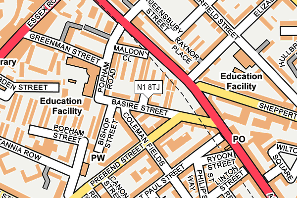 N1 8TJ map - OS OpenMap – Local (Ordnance Survey)