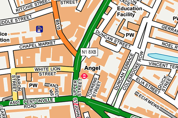 N1 8XB map - OS OpenMap – Local (Ordnance Survey)