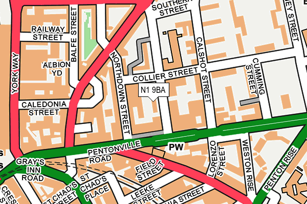 N1 9BA map - OS OpenMap – Local (Ordnance Survey)