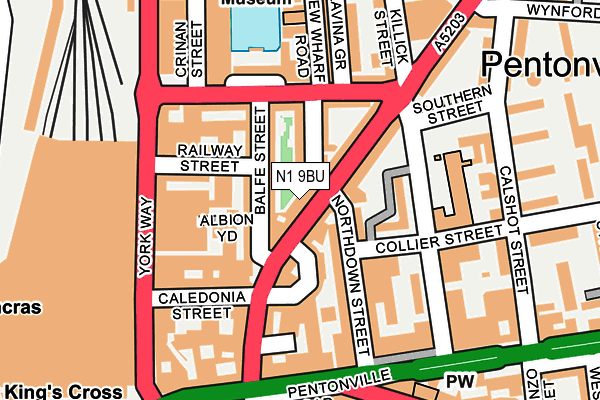 N1 9BU map - OS OpenMap – Local (Ordnance Survey)