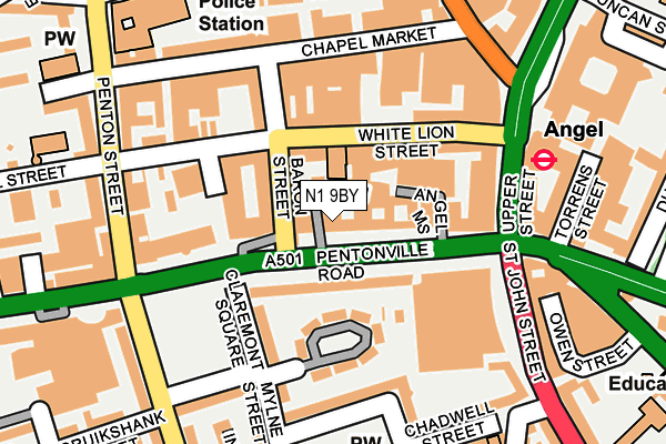 N1 9BY map - OS OpenMap – Local (Ordnance Survey)