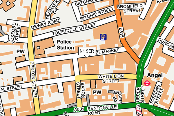 N1 9ER map - OS OpenMap – Local (Ordnance Survey)