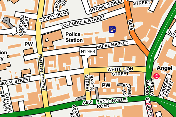 N1 9ES map - OS OpenMap – Local (Ordnance Survey)