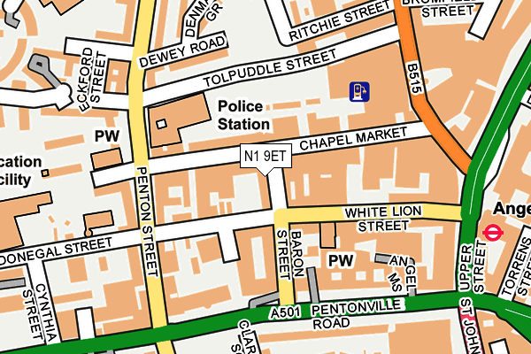 N1 9ET map - OS OpenMap – Local (Ordnance Survey)