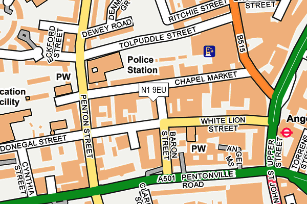 N1 9EU map - OS OpenMap – Local (Ordnance Survey)