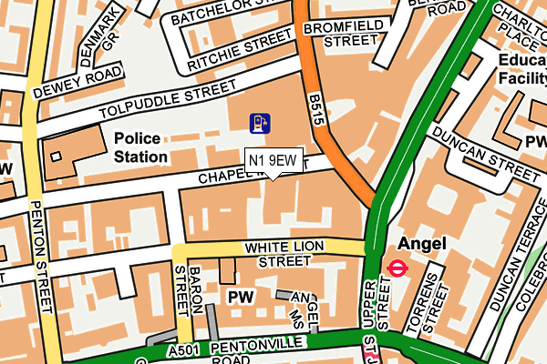 N1 9EW map - OS OpenMap – Local (Ordnance Survey)