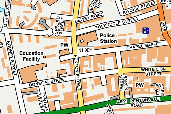 N1 9EY map - OS OpenMap – Local (Ordnance Survey)
