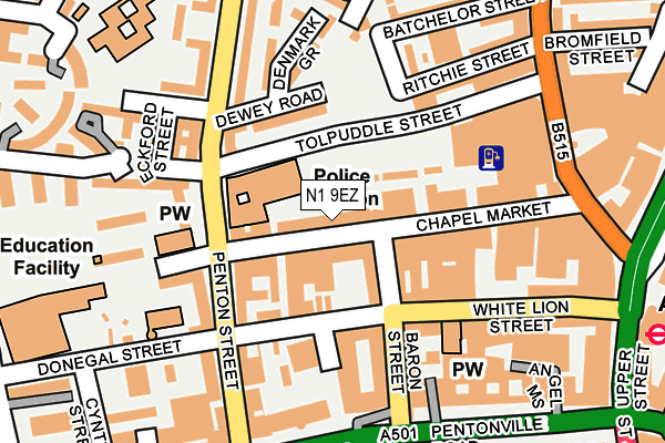 N1 9EZ map - OS OpenMap – Local (Ordnance Survey)