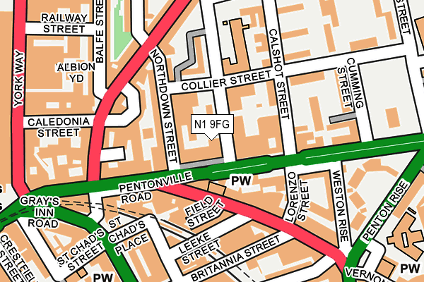 N1 9FG map - OS OpenMap – Local (Ordnance Survey)
