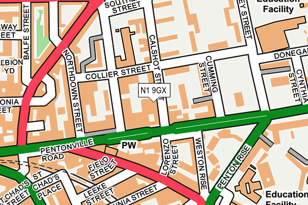 N1 9GX map - OS OpenMap – Local (Ordnance Survey)