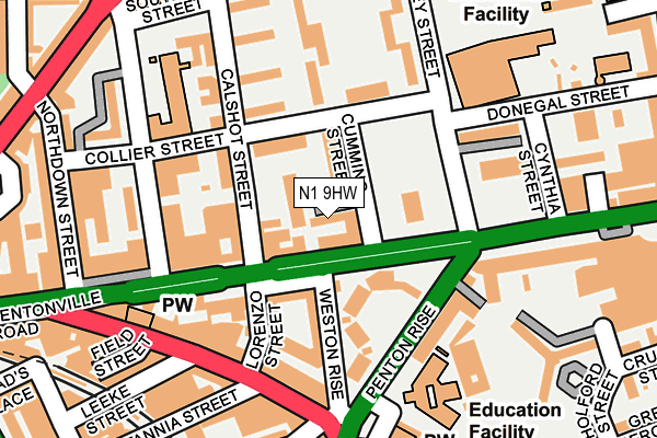 N1 9HW map - OS OpenMap – Local (Ordnance Survey)