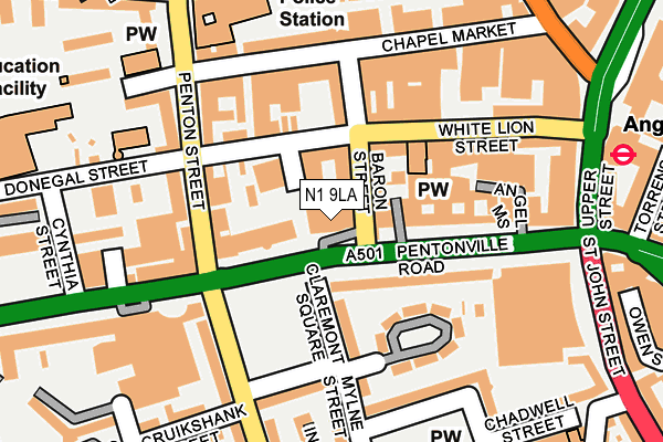 N1 9LA map - OS OpenMap – Local (Ordnance Survey)