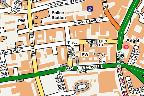 N1 9LL map - OS OpenMap – Local (Ordnance Survey)