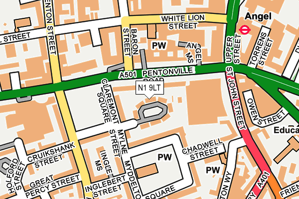 N1 9LT map - OS OpenMap – Local (Ordnance Survey)