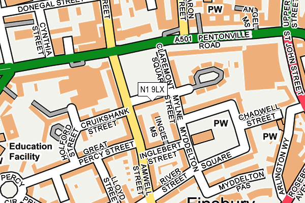 N1 9LX map - OS OpenMap – Local (Ordnance Survey)