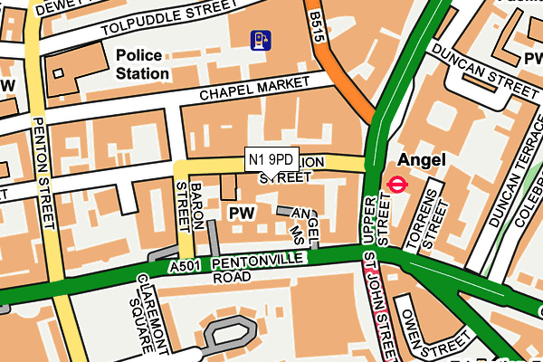 N1 9PD map - OS OpenMap – Local (Ordnance Survey)
