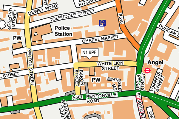 N1 9PF map - OS OpenMap – Local (Ordnance Survey)