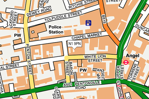 N1 9PN map - OS OpenMap – Local (Ordnance Survey)