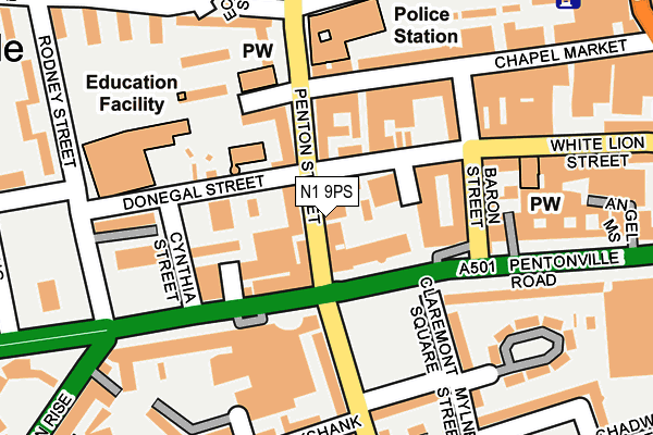 N1 9PS map - OS OpenMap – Local (Ordnance Survey)