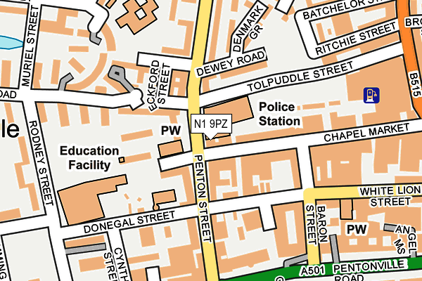 N1 9PZ map - OS OpenMap – Local (Ordnance Survey)