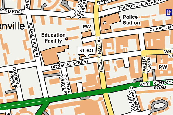 N1 9QT map - OS OpenMap – Local (Ordnance Survey)