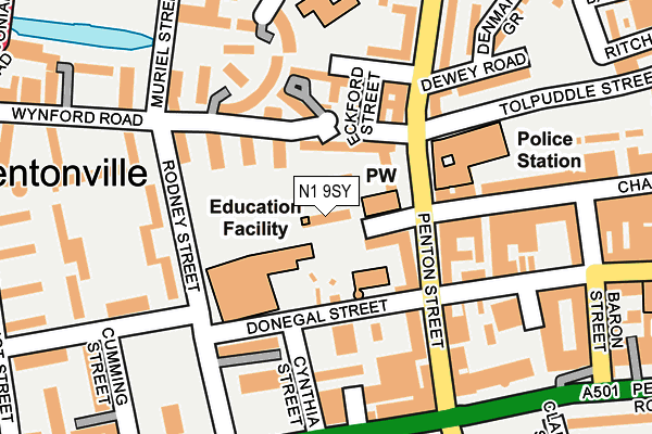 N1 9SY map - OS OpenMap – Local (Ordnance Survey)